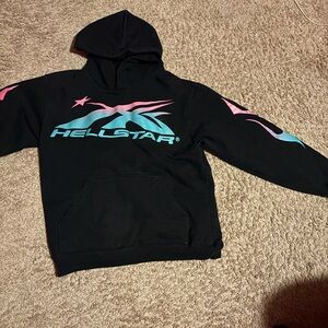 Hellstar Black Hoodie with Pink and Blue